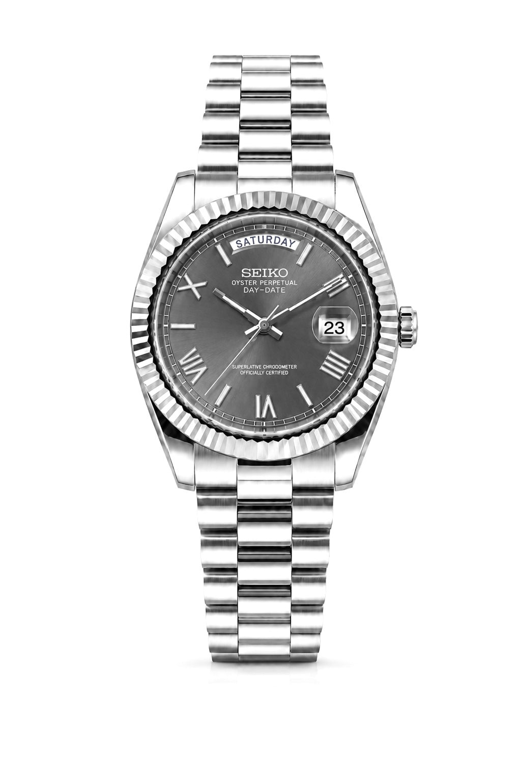 Seiko Day-Date "Roman Rhodium"